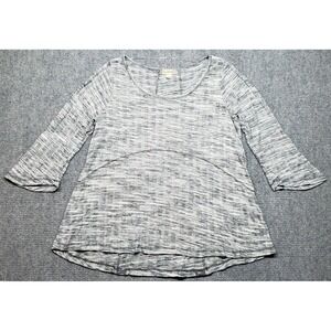 Live & Let Live Sweater Womens XL Gray Round Neck 3/4 Sleeve Lace Up Back